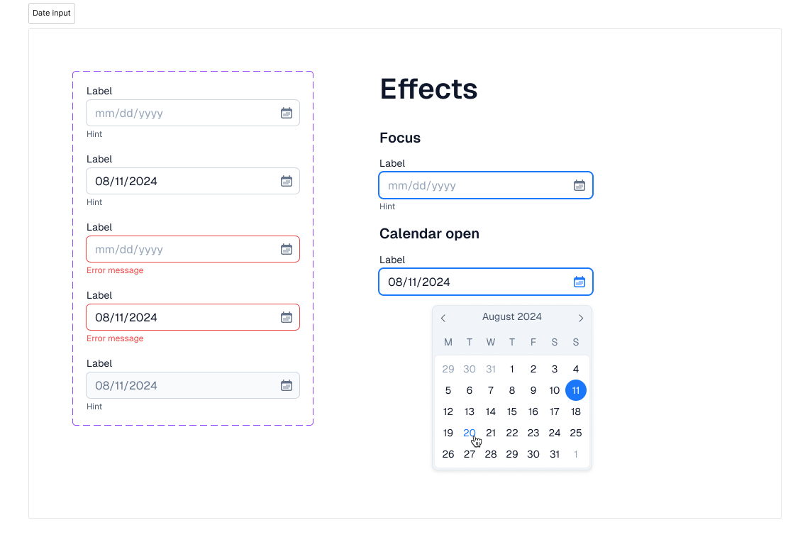 index UI - Date Input