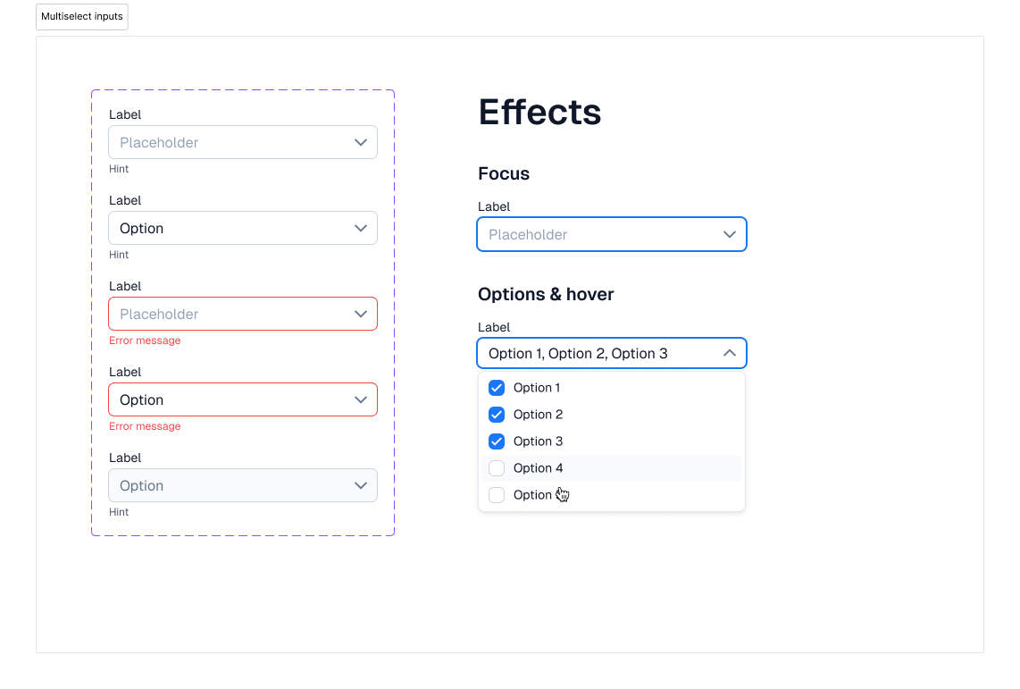index UI - Multiselect Input