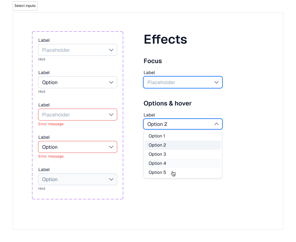 index UI - Select Input